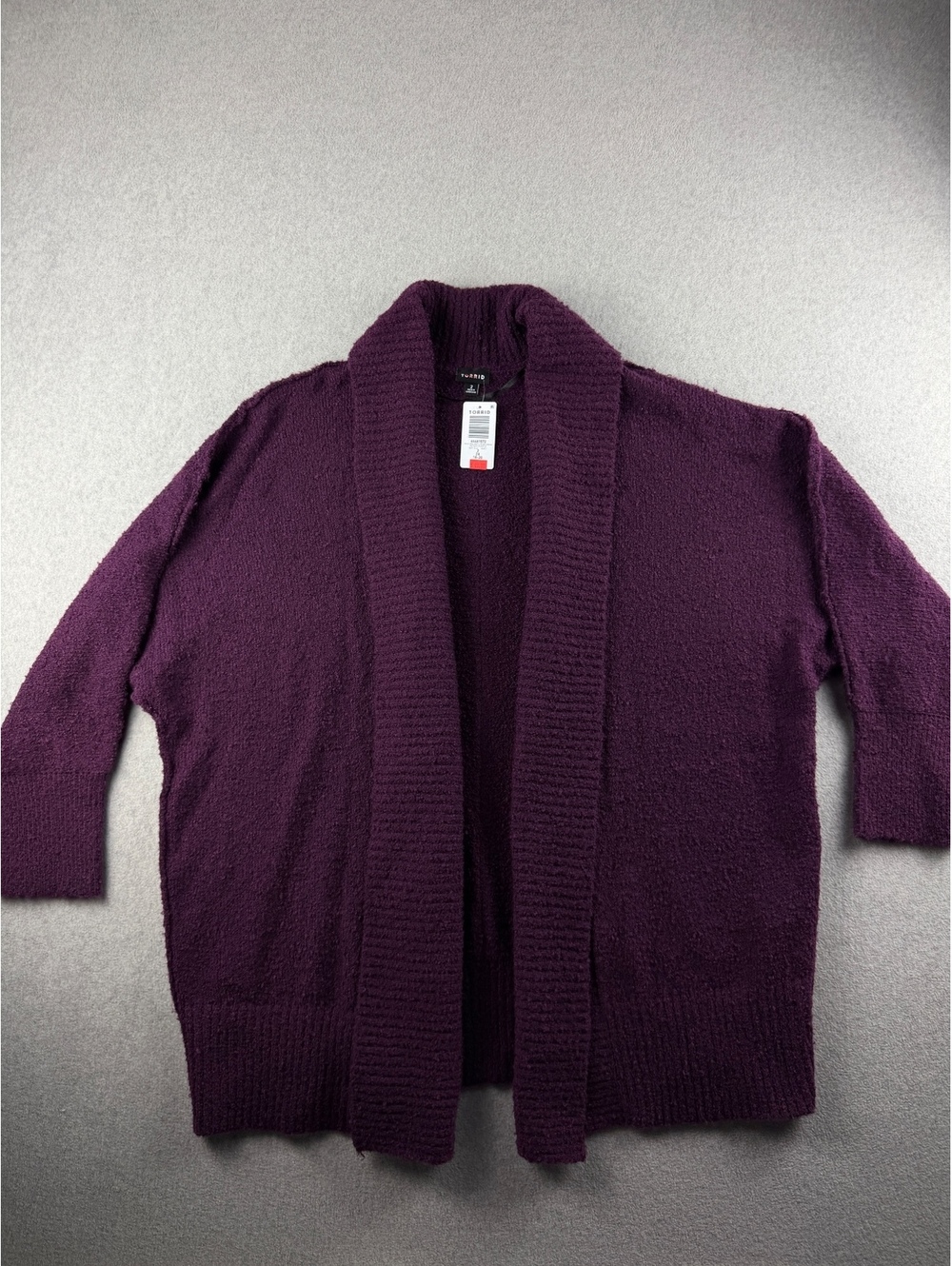 Torrid Boucle Open Front Cardigan 2 2X Potent Purple NWT Cozy OversizedI